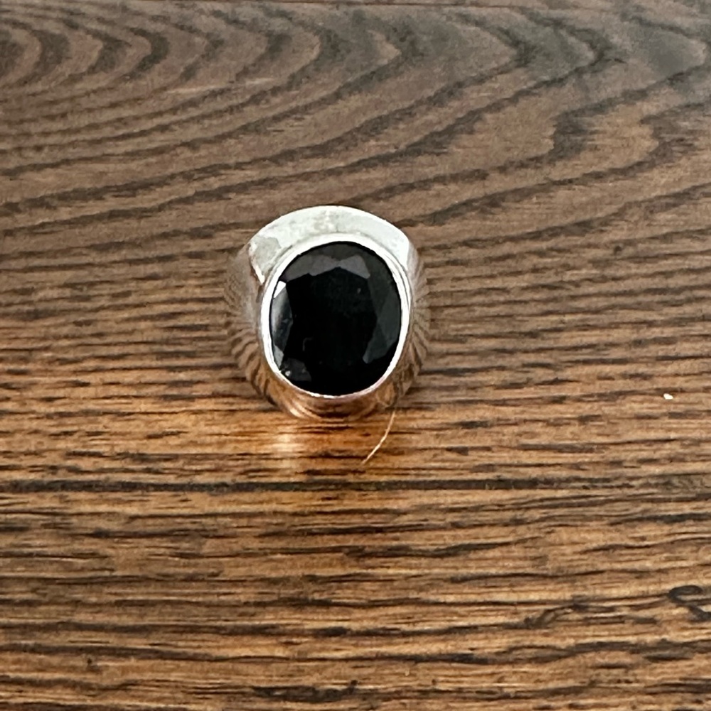 Vintage Silver Black Onyx Signet Ring | Bold Statement Ring | Size 7